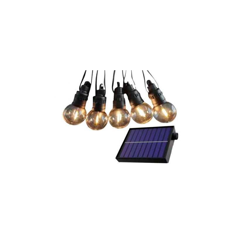 foto del prodotto catenaria 12m con 10 lampadine led 0.5w con pannello solare e telecomando bianco caldo ip44 v tac