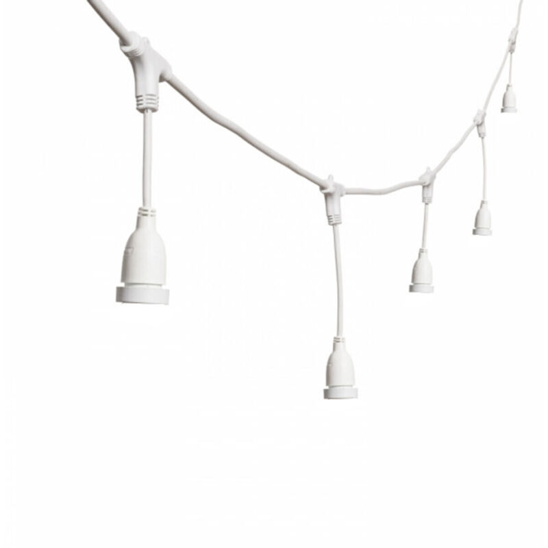 foto del prodotto catenaria luci 10mt 20 portalampade e27 bianca allungabile ip44 interno esterno