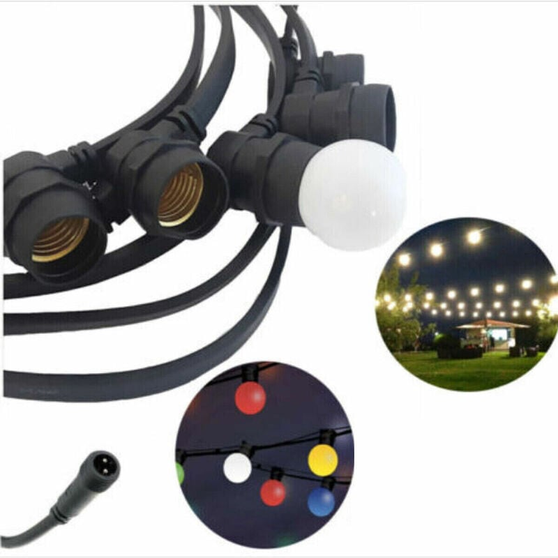 foto del prodotto catenaria luci 10mt e 10 portalampade e27 nera allungabile ip44 interno esterno