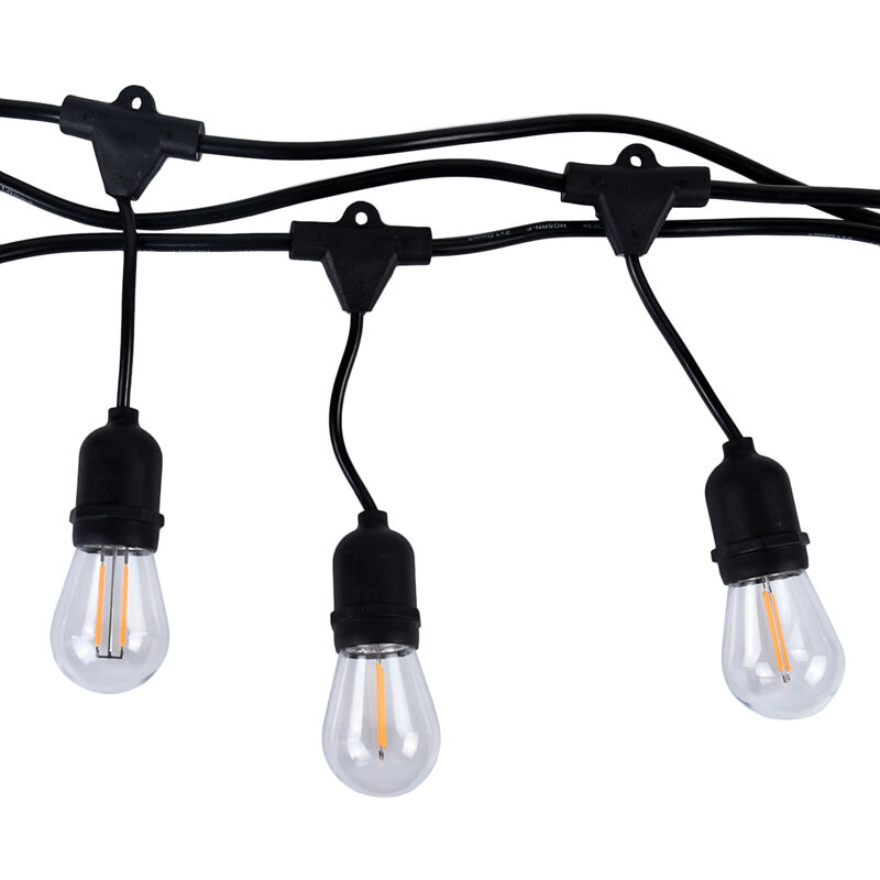 foto del prodotto catenaria stringa luminosa da esterno e27 10 portalampada, 10 metri, collegabile fino a 100m, ip54