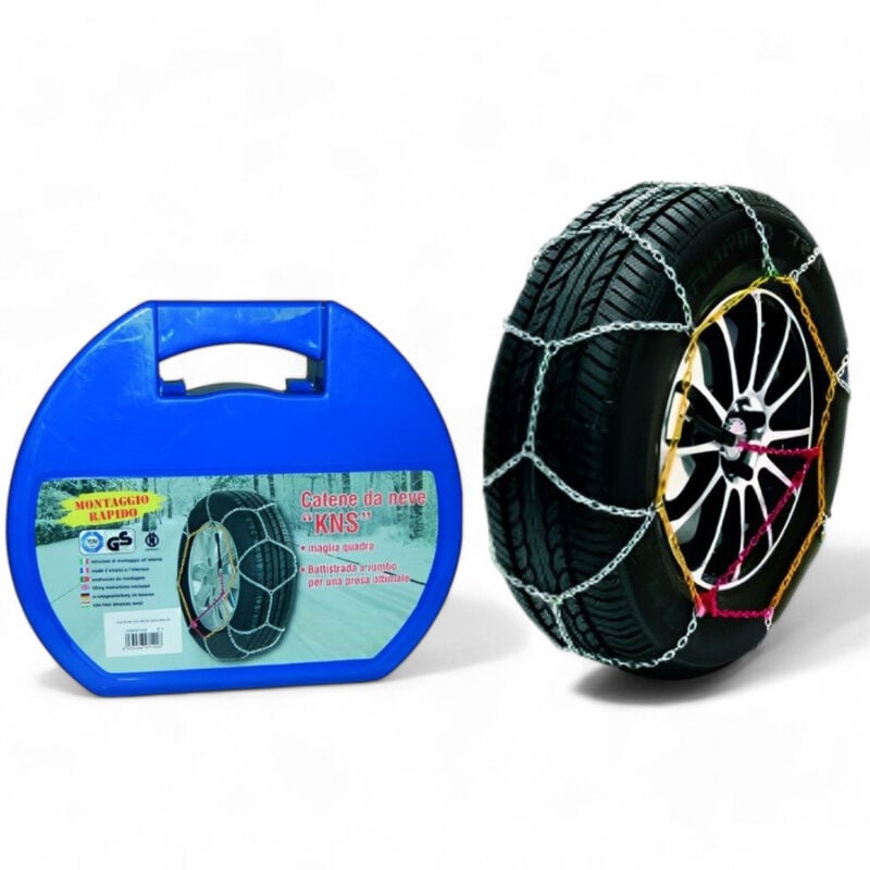 foto del prodotto catene da neve 9 mm misure pneumatici compatibili auto fino 18 pollici omologate maglia quadra per neve e ghiaccio