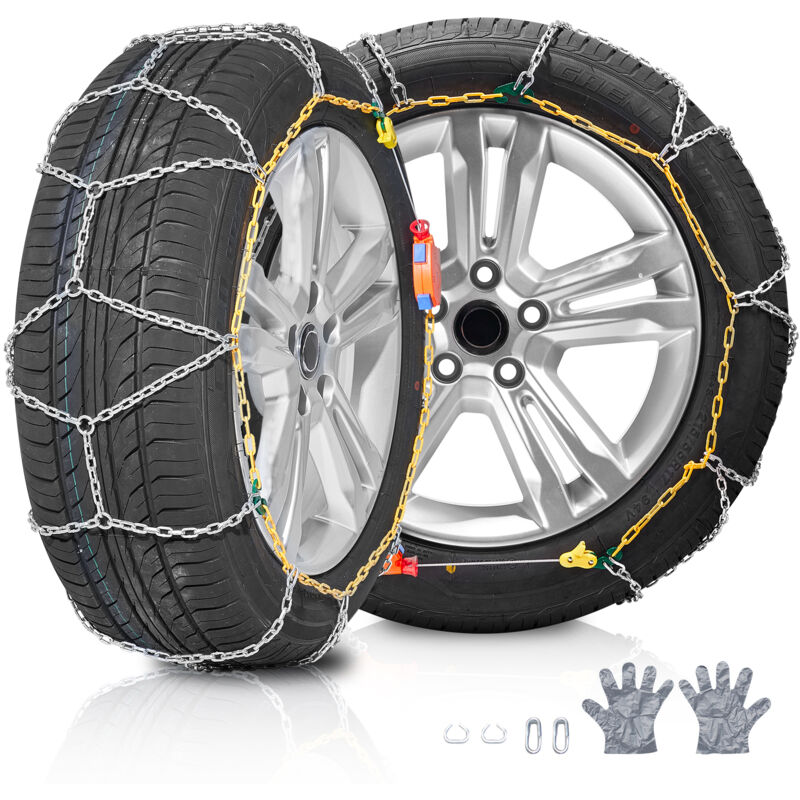 foto del prodotto catene da neve kit da 2 pezzi, catene da neve antiscivolo, catene da neve per auto in acciaio legato al manganese, guida sicura, accessori di