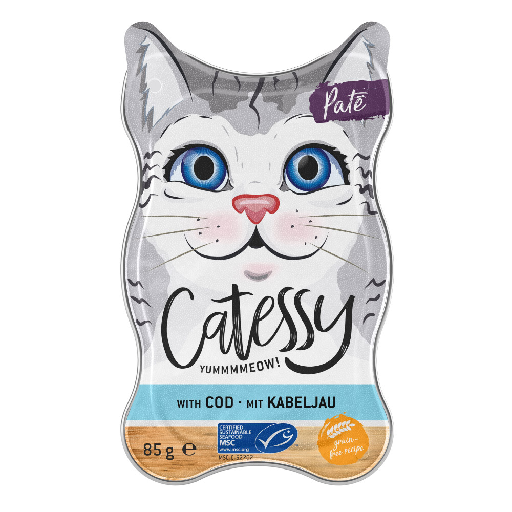 foto del prodotto catessy pat con merluzzo certificato msc umido per gatto 18 x 85 g