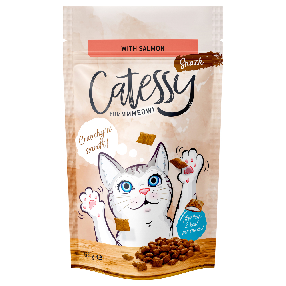 foto del prodotto catessy snack croccanti 65 g per gatto con salmone, vitamine e omega 3