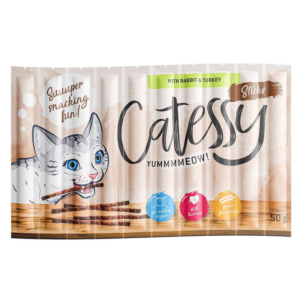 foto del prodotto catessy sticks 10 x 5 g snack per gatti con coniglio tacchino