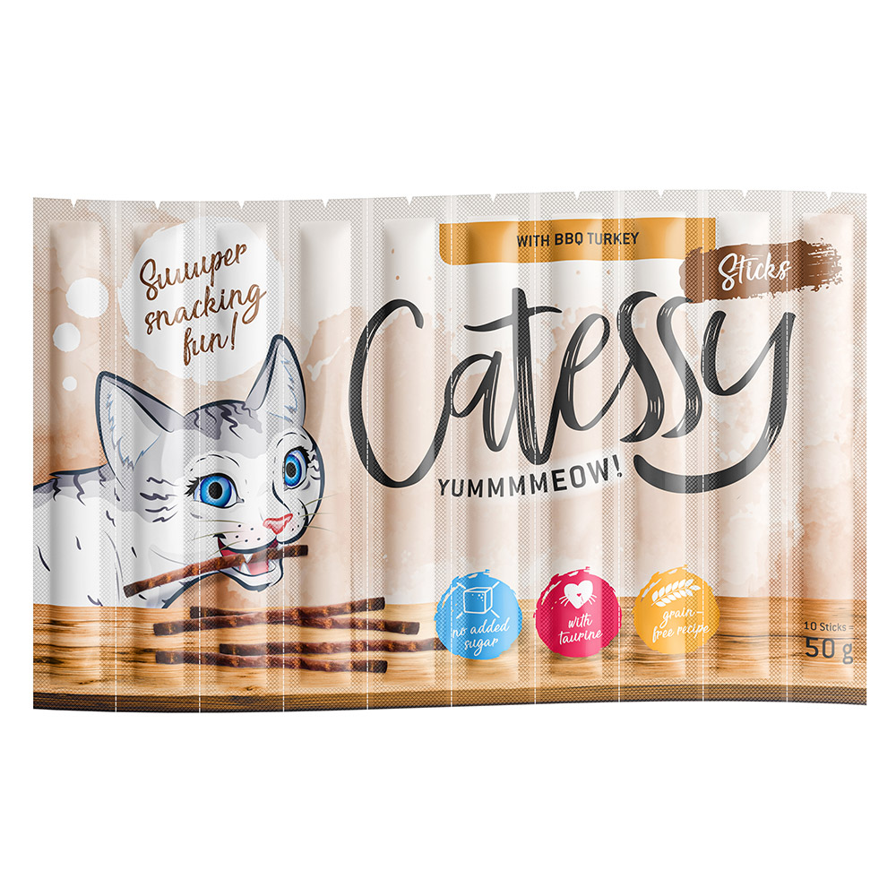foto del prodotto catessy sticks 10 x 5 g snack per gatti con tacchino bbq