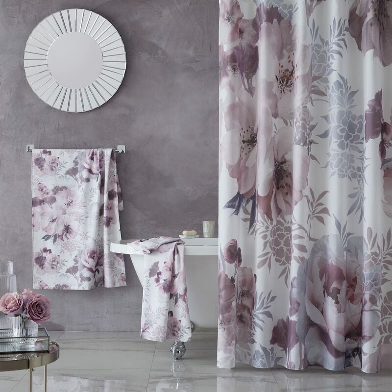 foto del prodotto catherine lansfield drammatic floral tenda da doccia 180 x 180 cm, colore rosa
