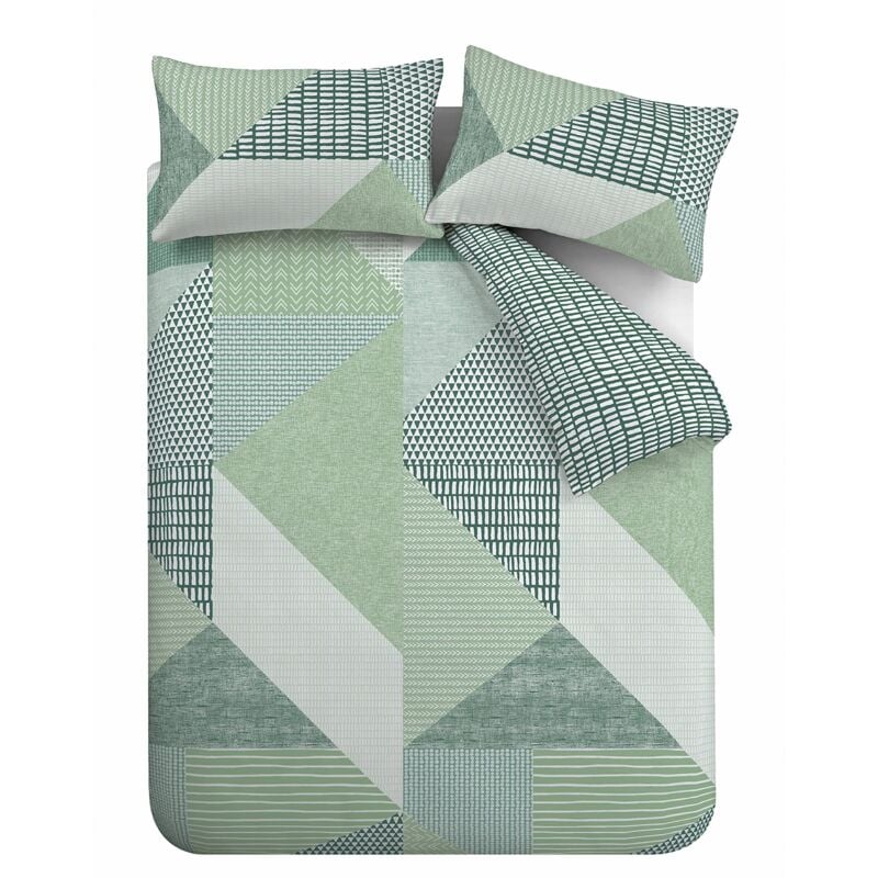 foto del prodotto catherine lansfield larsson geo set copripiumino singolo reversibile con federa, colore verde
