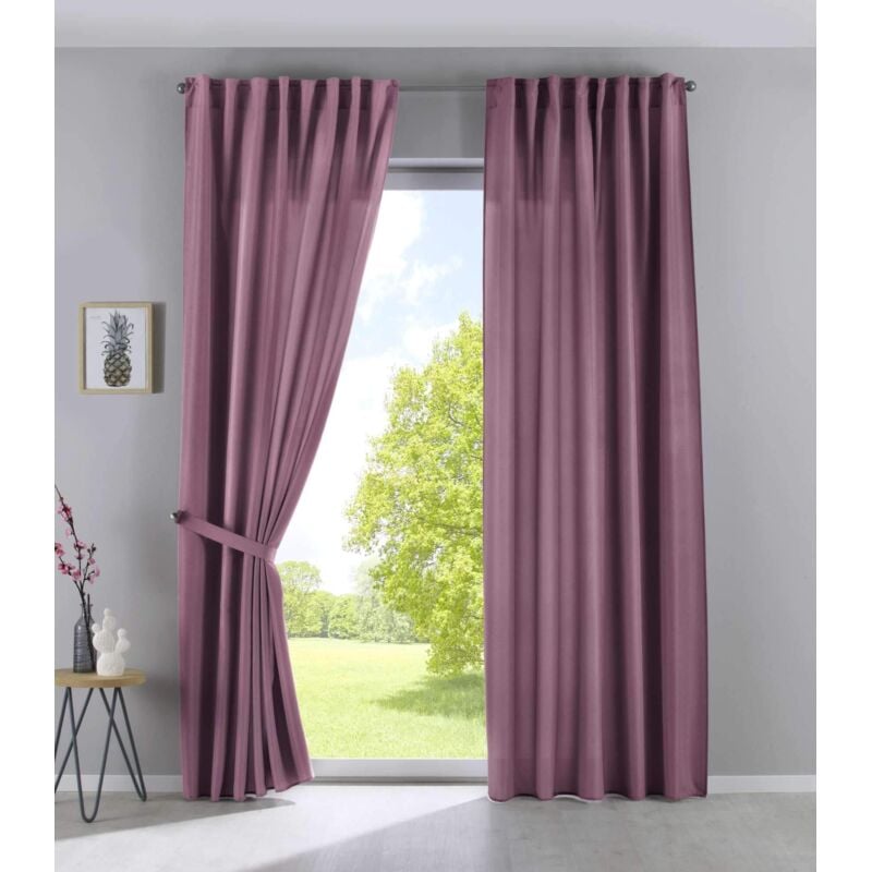 foto del prodotto cationic jena 2019037 2 set di 2 tende con passanti nascosti, 145 x 140 cm altezza x larghezza , effetto lino, oscuranti, con fermatenda, colore 