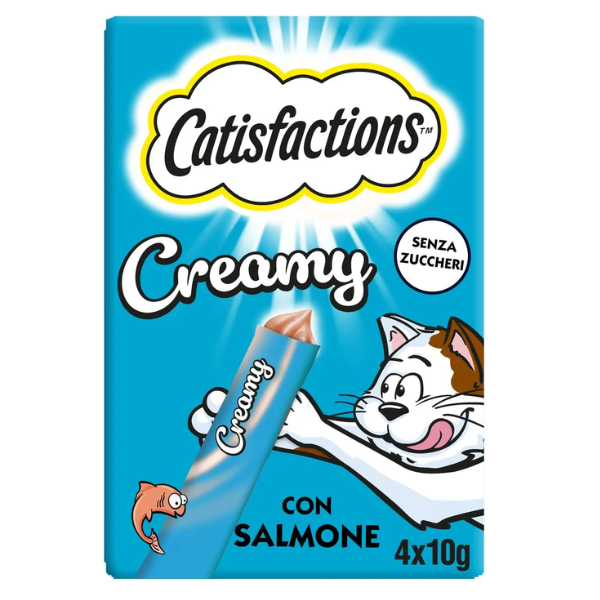 foto del prodotto catisfaction dreamies creamy snack per gatti 4x10 gr salmone 1 ordine scegli lo sconto bzr5 bzr20 200 punti fedelt 