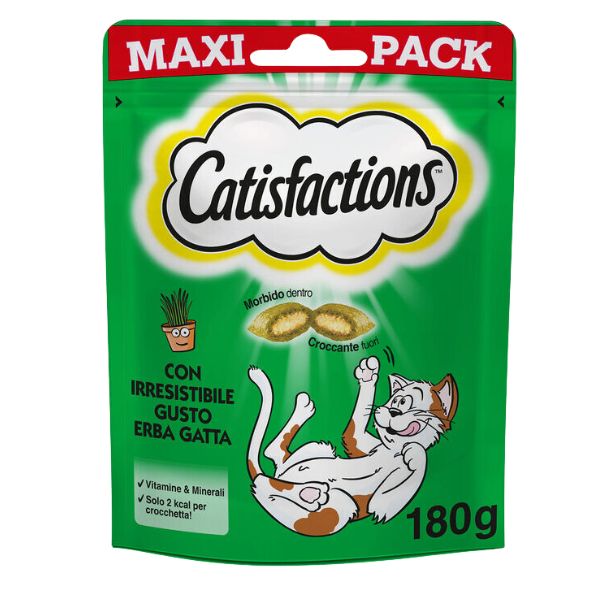 foto del prodotto catisfactions snack per gatti maxi pack 180 gr erba gatta 1 ordine scegli lo sconto bzr5 bzr20 200 punti fedelt 