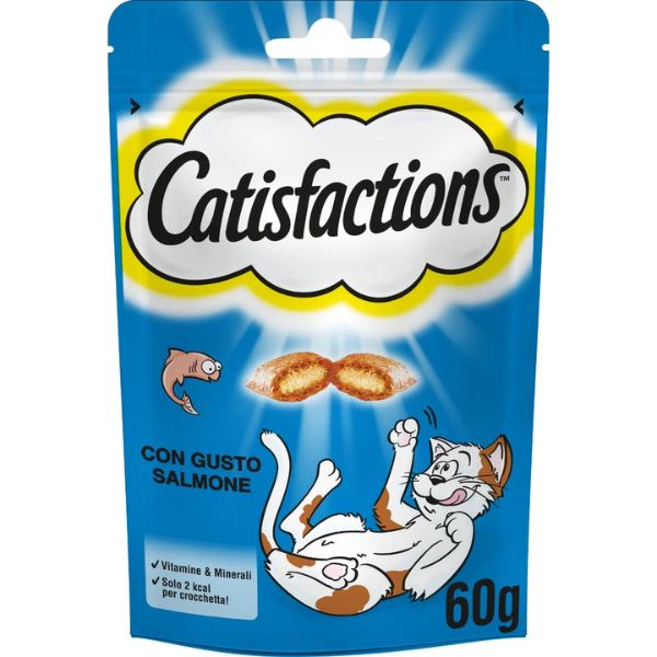foto del prodotto catisfactions snack per gatto bustina 60 gr salmone 1 ordine scegli lo sconto bzr5 bzr20 200 punti fedelt 