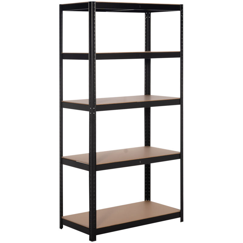 foto del prodotto catter house scaffale in metallo in kit hans plus 90x40x180 cm colore nero con 5 ripiani regolabili supporta fino a 875 kg
