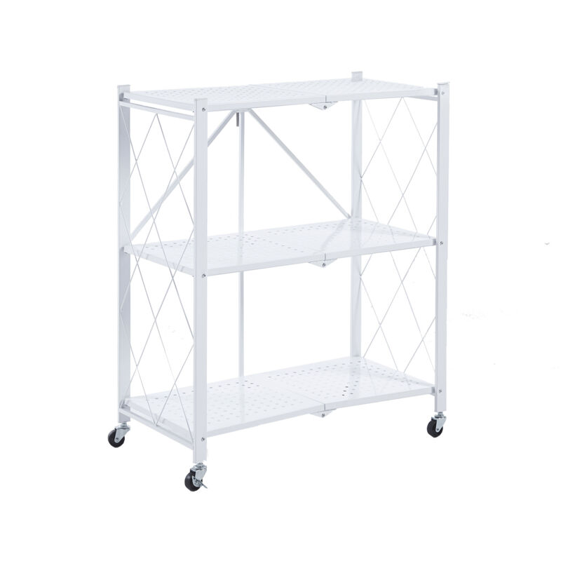 foto del prodotto catter house scaffale metallico pieghevole kim 84 71,5x36x84 cm con ruote e 3 ripiani supporta fino a 120 kg