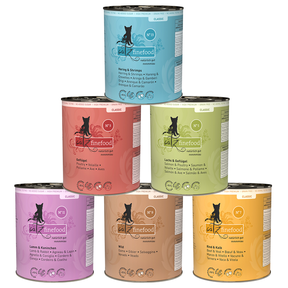 foto del prodotto catz finefood 24 x 800 g mix 1 pollame, salmone, vitello, selvaggina, agnello, aringa