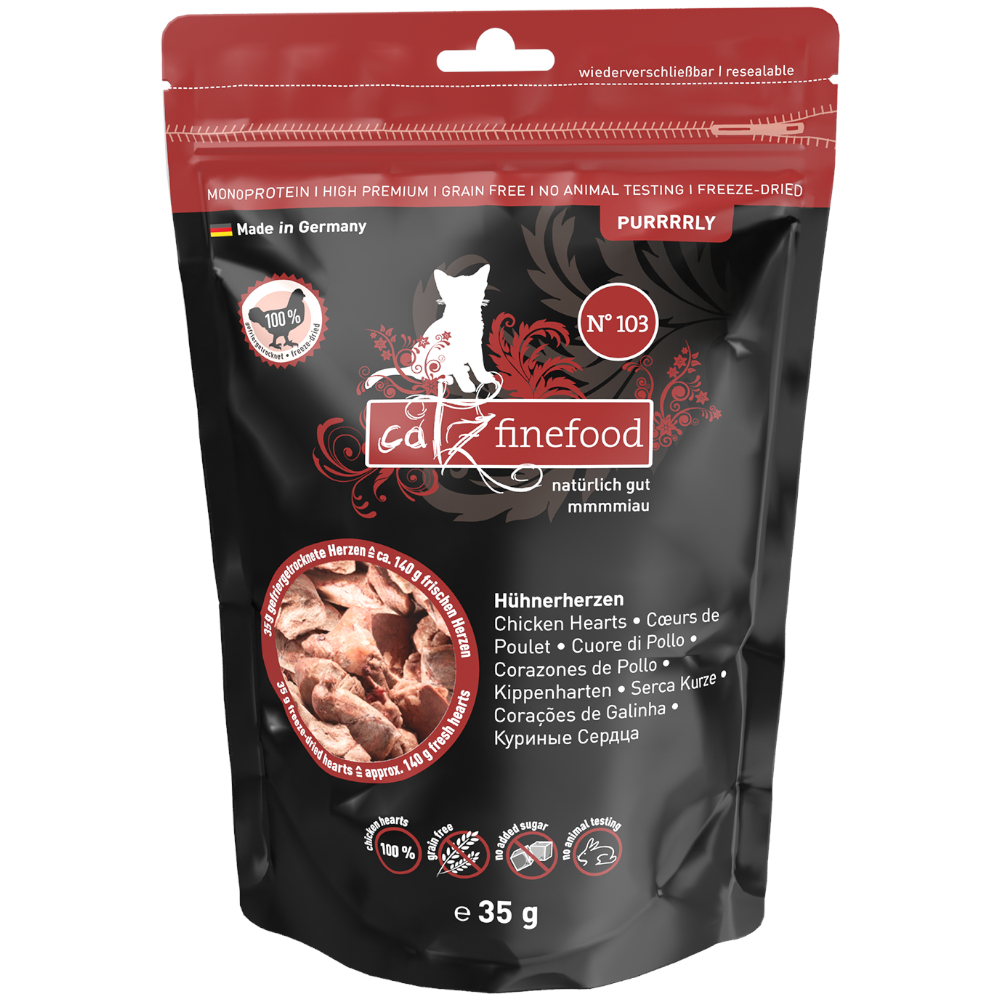 foto del prodotto catz finefood purrrrly cuori di pollo 35 g