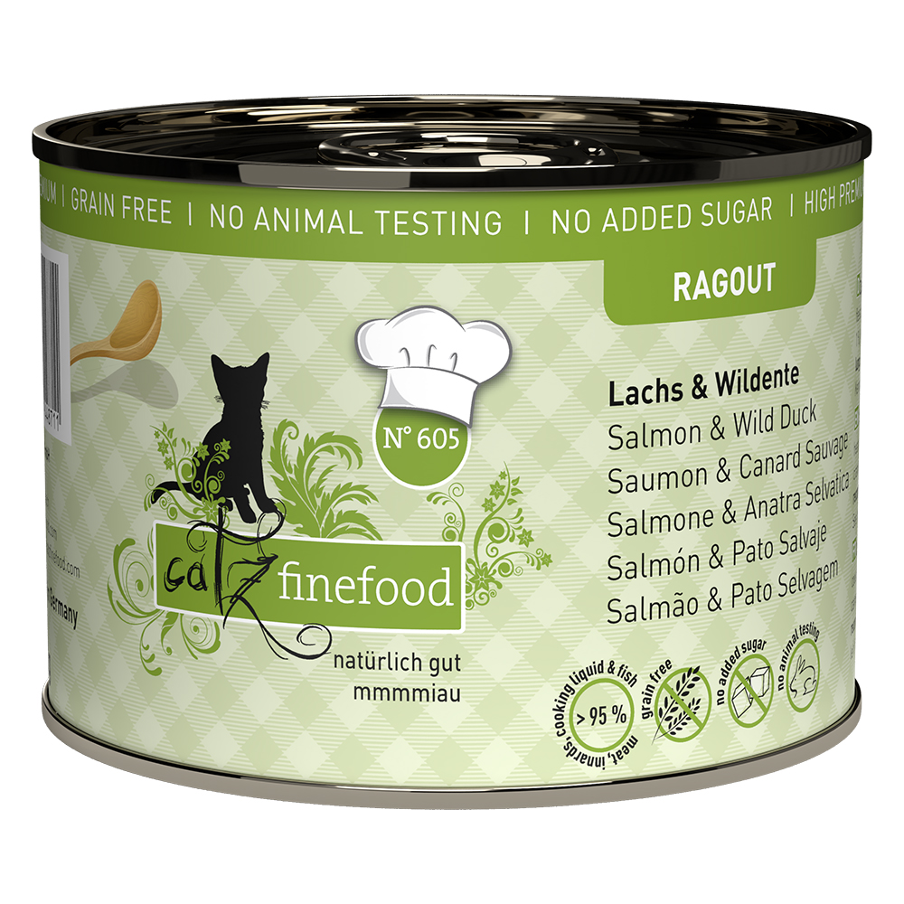 foto del prodotto catz finefood ragout 6 x 180 g 190 g 6 x 190 g salmone anatra selvatica