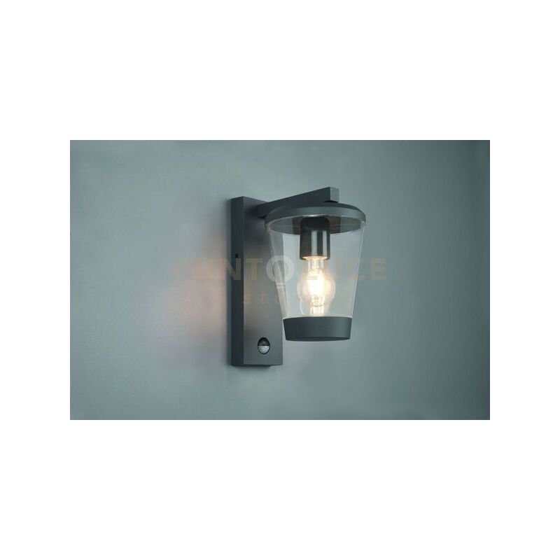 foto del prodotto cavado applique da esterno antracite con diffusore trasparente ip44 con sensore movimento h. 28cm 1 luce attacco e27