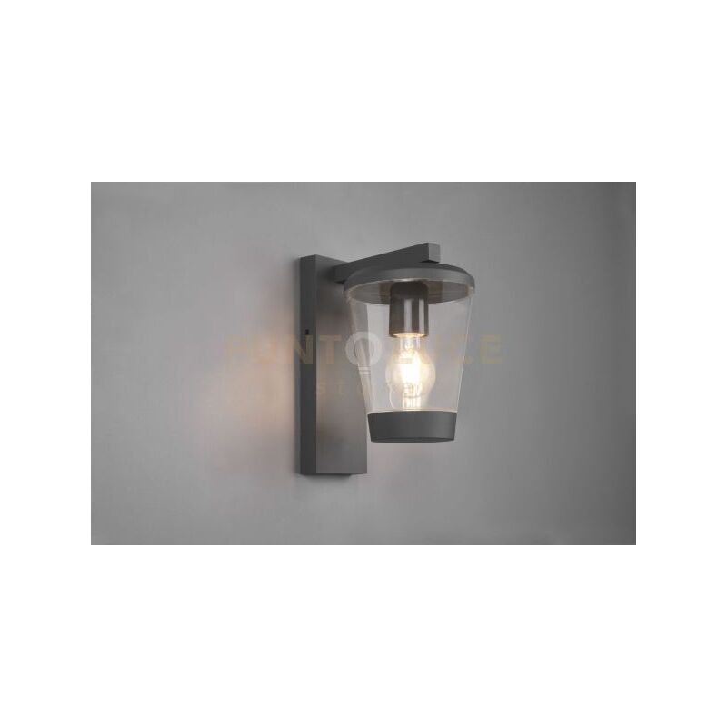 foto del prodotto cavado applique da esterno antracite con diffusore trasparente ip44 h. 28cm 1 luce attacco e27