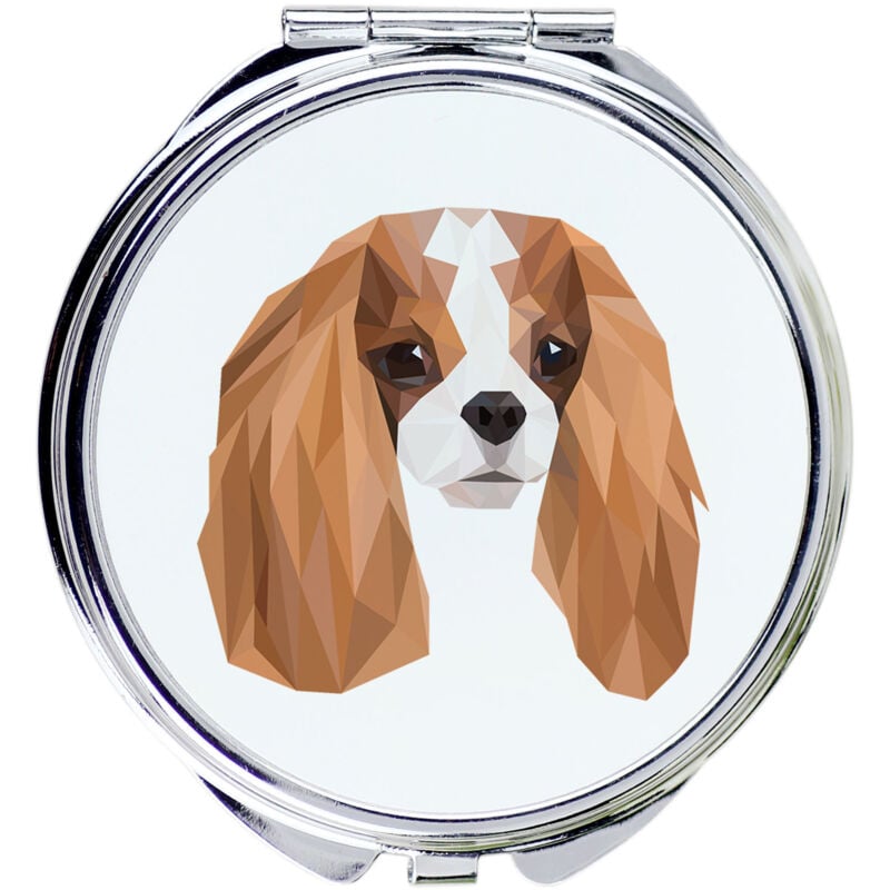 foto del prodotto cavalier king charles spaniel specchio con foto e scritta geometrica di art dog
