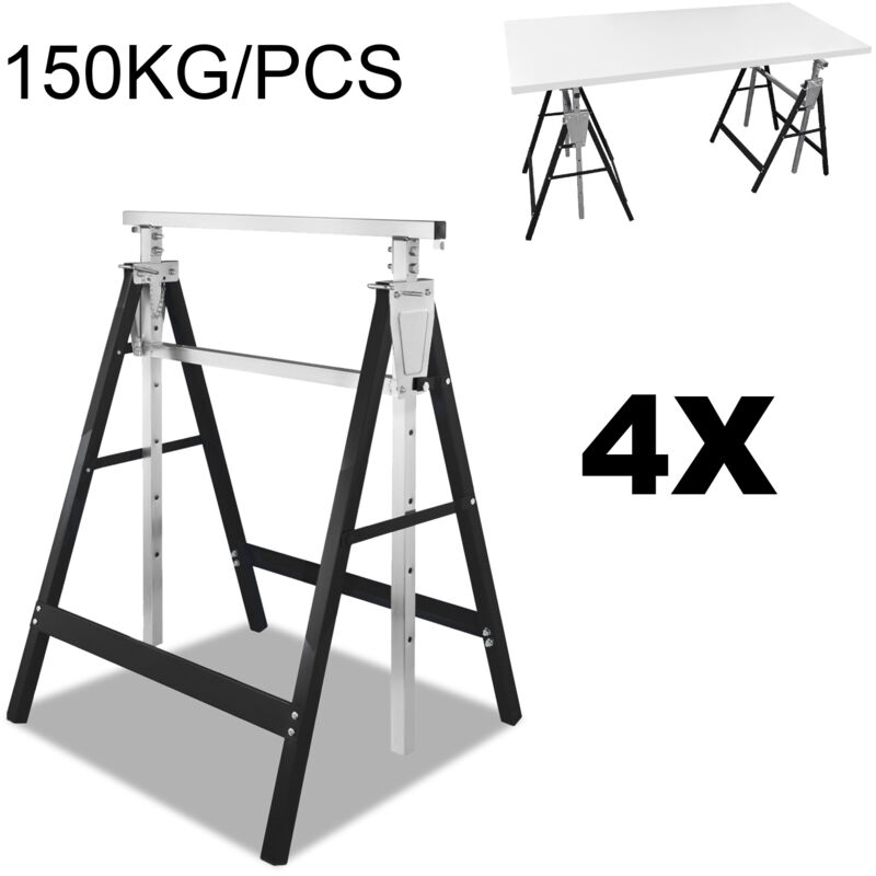 foto del prodotto cavalletti 4x, telescopici, altezza regolabile 80 130 cm, antiscivolo, blu, carico massimo 200 kg swanew