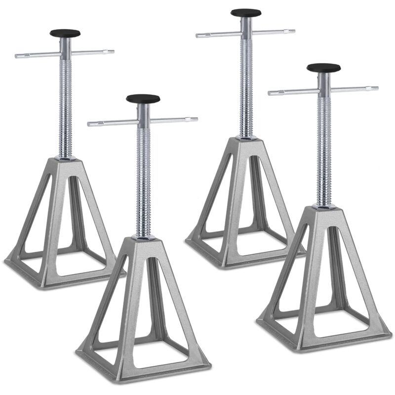 foto del prodotto cavalletto cavalletto cavalletto, supporti per auto, regolabile in altezza 28 43 cm, accessori per caravan, portata fino a 1000 kg, confezione da 4