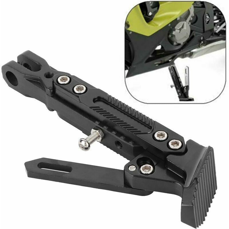 foto del prodotto cavalletto per moto lablanc cavalletto laterale universale per moto, supporto per cavalletto regolabile, treppiede nero