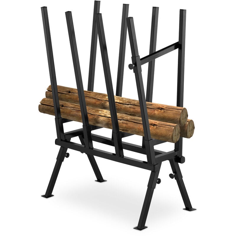 foto del prodotto cavalletto taglialegna, 200 kg, trespolo per tagliare la legna con motosega, acciaio, hlp 112x77,5x50 cm, nero relaxdays