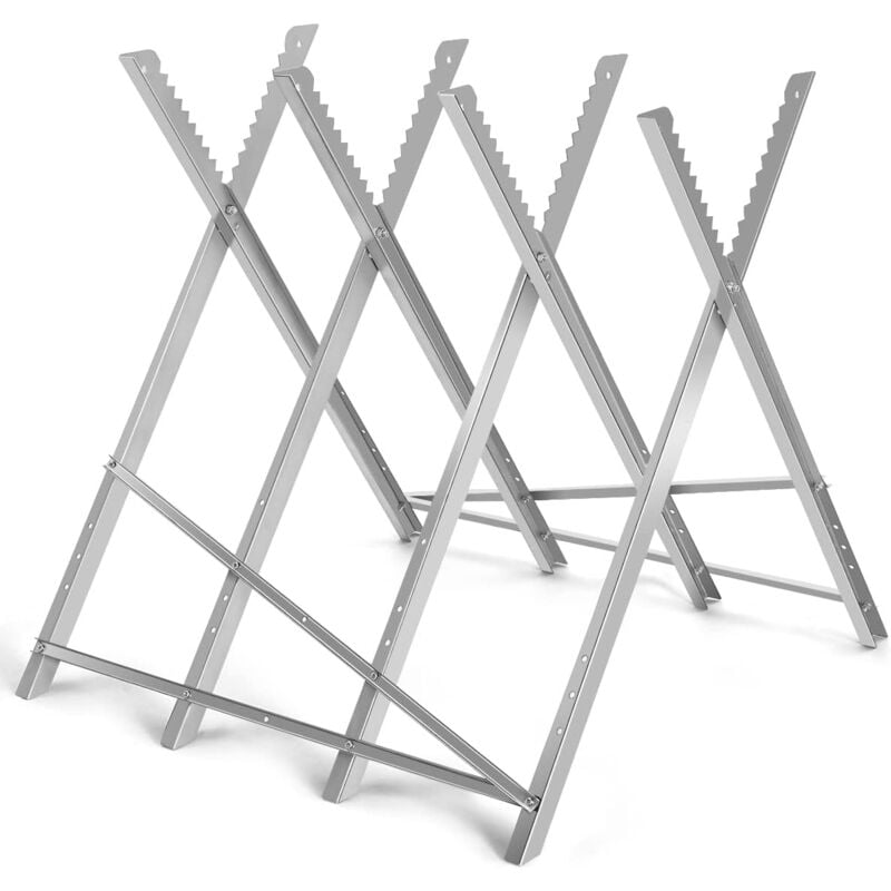 foto del prodotto cavalletto taglialegna in acciaio, cavalletto pieghevole con capacit di carico 100 kg, cavalletto leggero portatile, 83 x 83 x 79 cm, argenteo