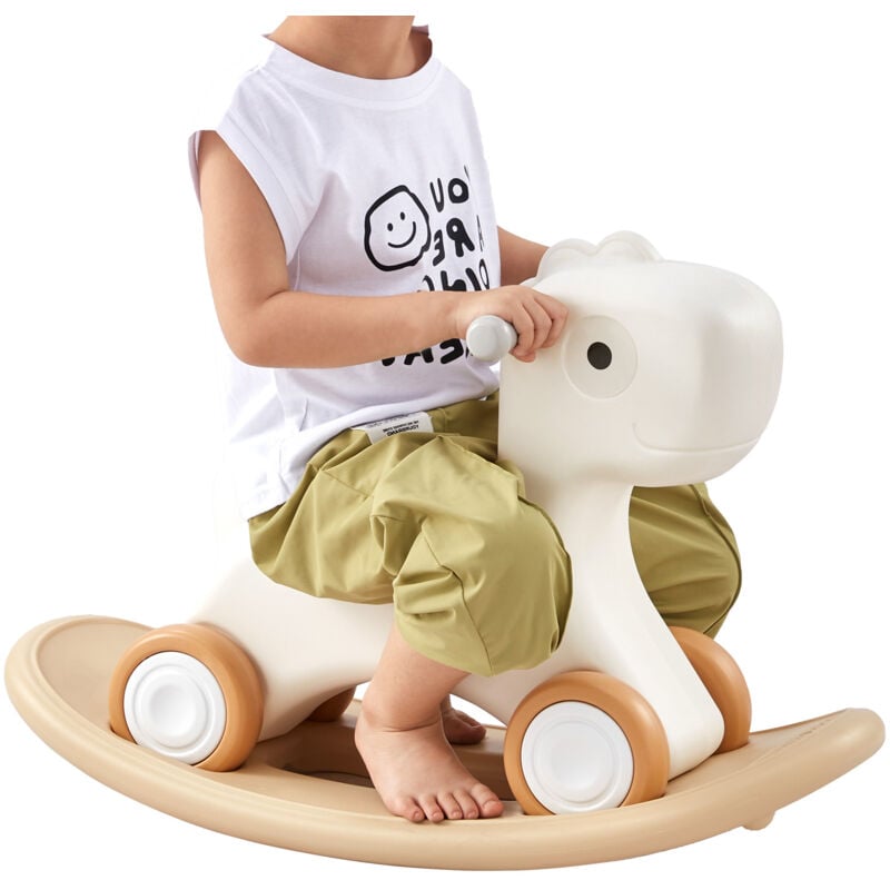 foto del prodotto cavallo a dondolo 3 in 1, cavalluccio a dondolo per bambini da 1 a 3 anni, con tavola di equilibrio rimovibile 4 ruote lisce, supporta fino a 36 kg