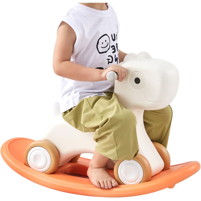 foto del prodotto cavallo a dondolo 3 in 1, cavalluccio a dondolo per bambini da 1 a 3 anni, con tavola di equilibrio rimovibile, 4 ruote lisce, supporta fino a 36 kg
