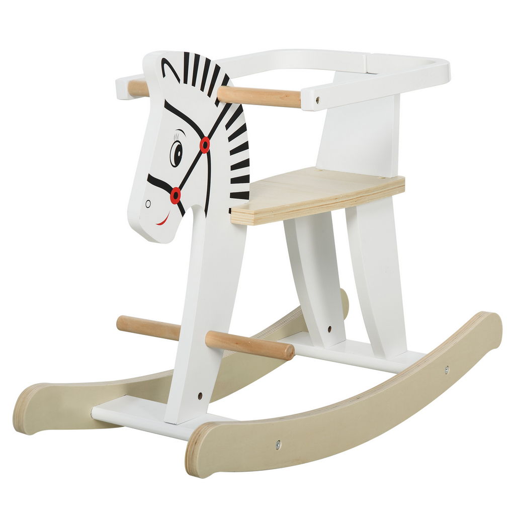 foto del prodotto cavallo a dondolo per bambini 1-3 anni in legno68x26,5x48 cm in colore bianco