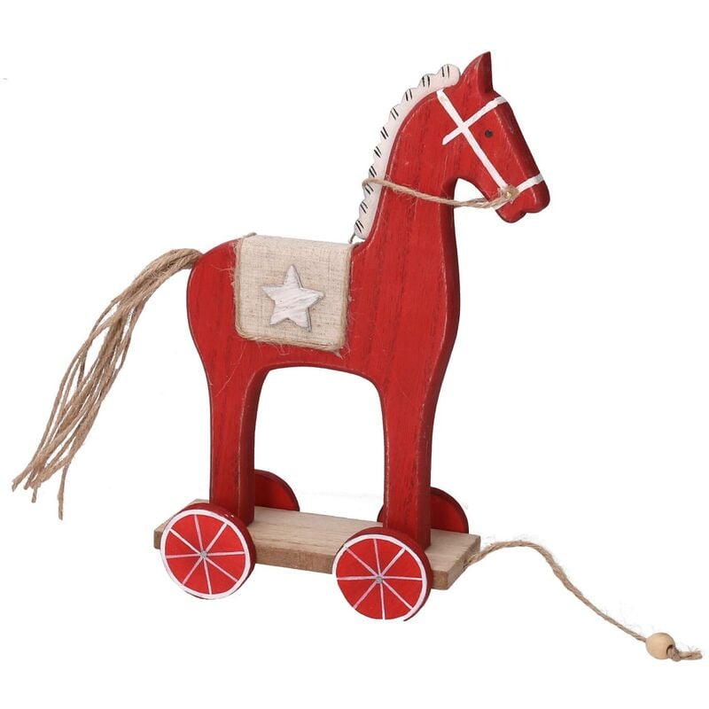 foto del prodotto cavallo legno rosso cm13x7h23