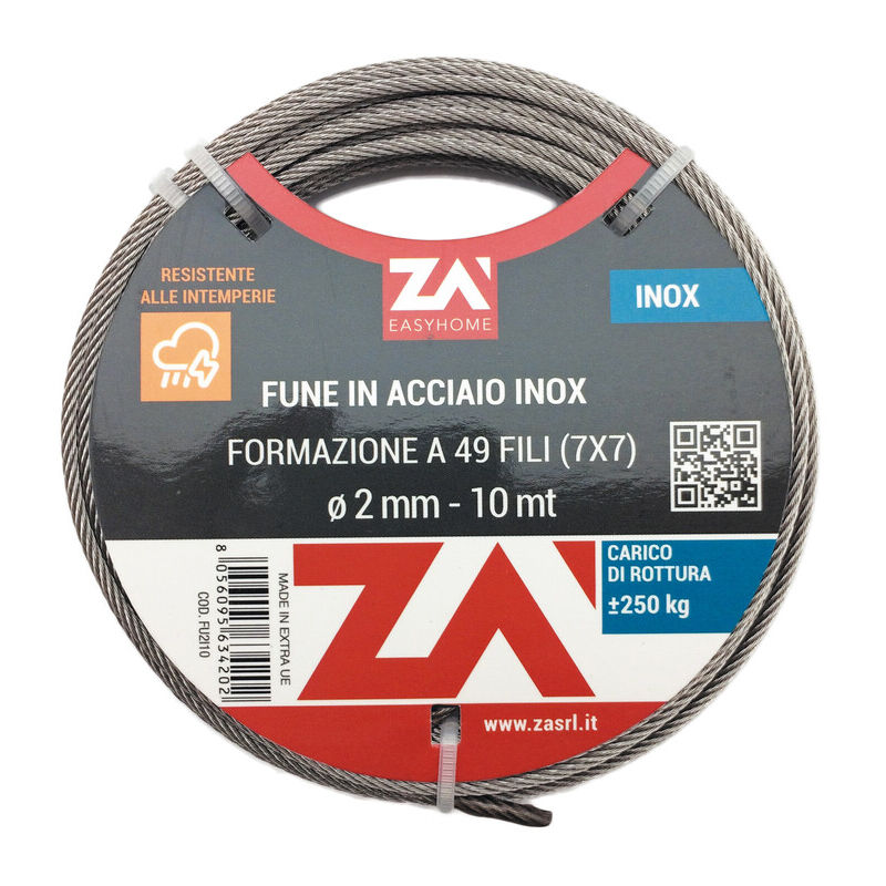 foto del prodotto cavetto acciaio inox 49f d.2 mt 10