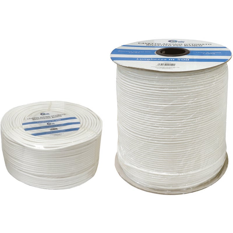 foto del prodotto cavetto acciaio ottonato rivestito in pvc bianco mm.4,4 rt da mt.500