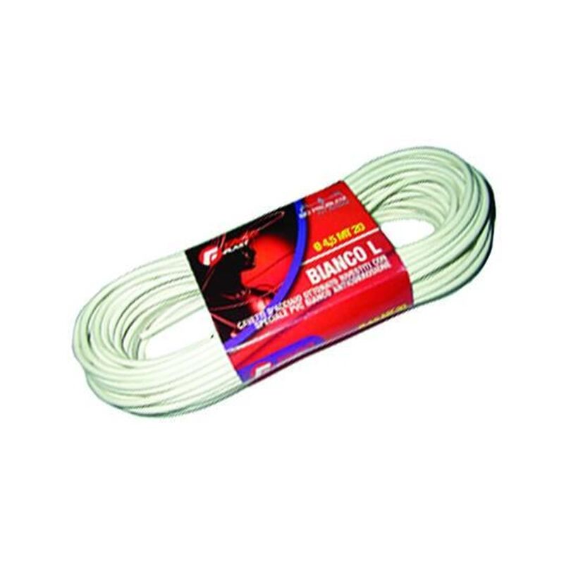foto del prodotto cavetto acciaio ottonato rivestito in pvc bianco mm.5x mt.20 fer 140324