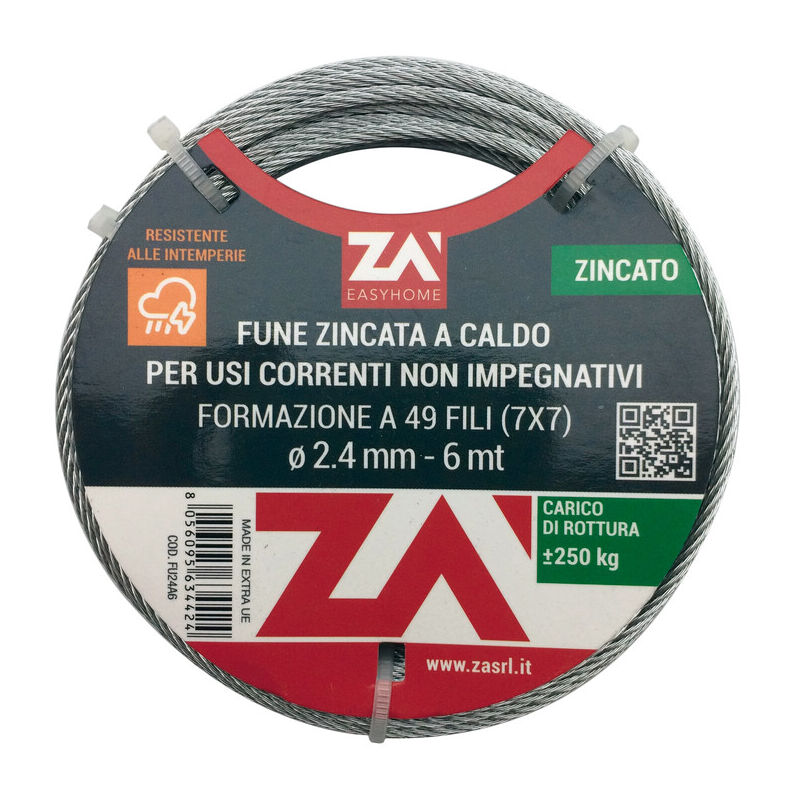 immagine 0 del prodotto cavetto acciaio zincato 42f d. 1,5 mt 25