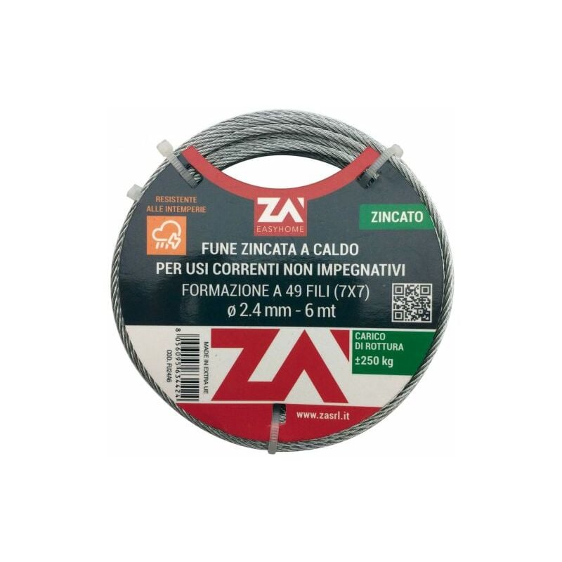 foto del prodotto cavetto acciaio zincato antigiro 133f d.3 mt 25 pz 1,0