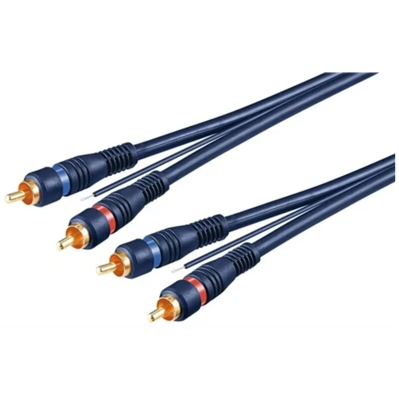 foto del prodotto cavetto auto hi fi stereo professionale 2 rca dorato remoto schermato 5 mt blu