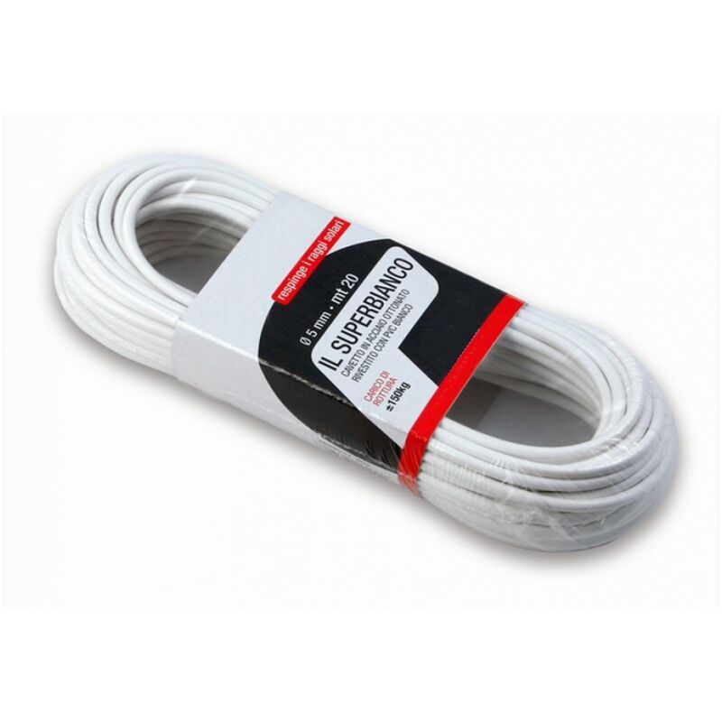 foto del prodotto cavetto stendibiancheria in acciaio plastificato bianco 5 mm x 20 metri