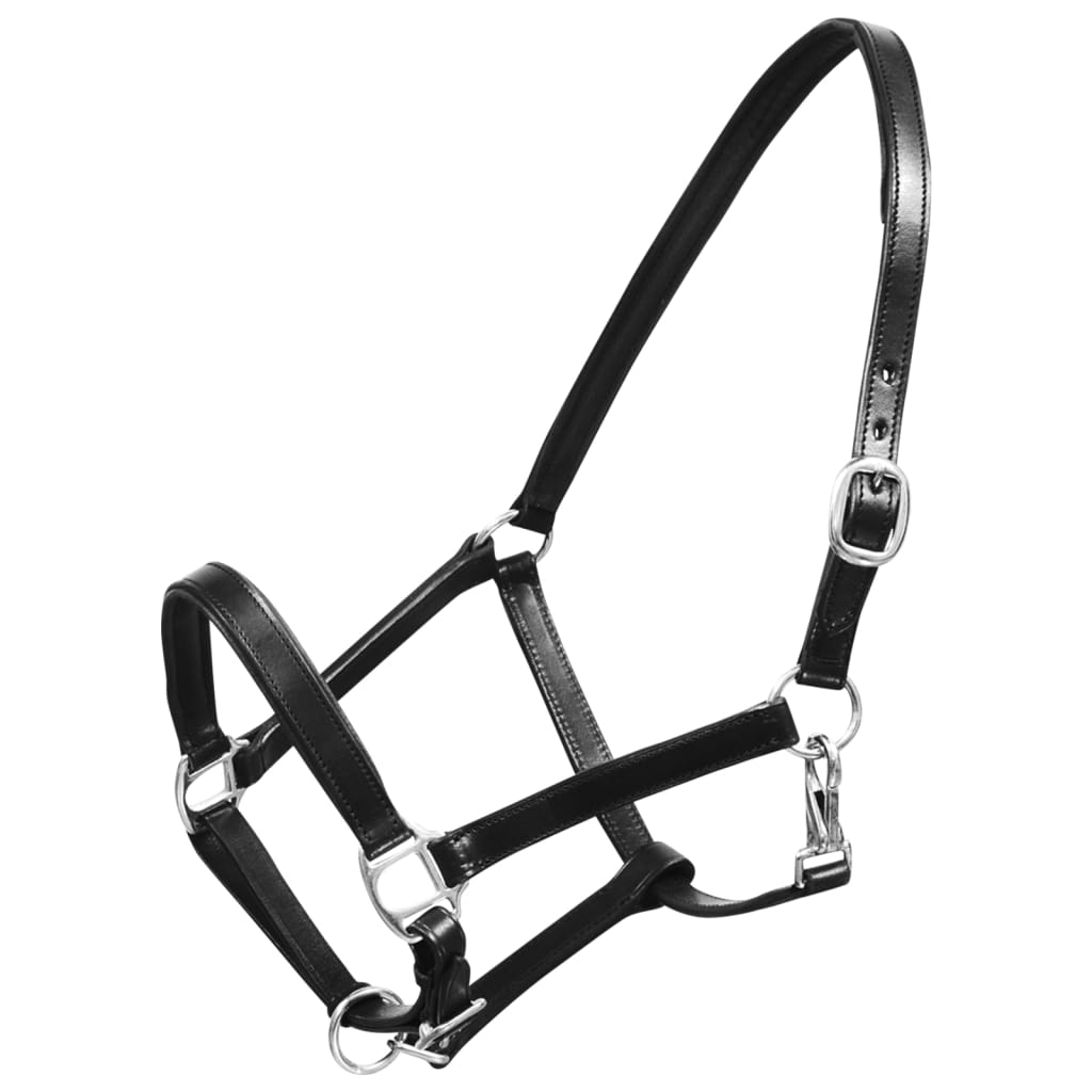 foto del prodotto cavezza testiera in cuoio naturale regolabile nera cavallo full cod mxl 64585