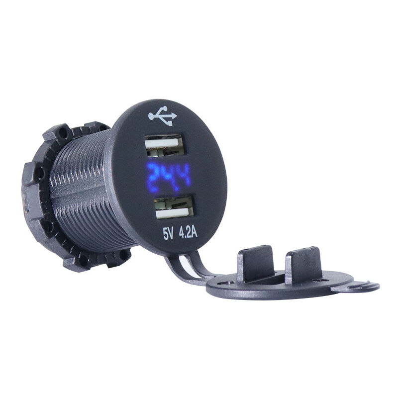 immagine 0 del prodotto cavi, adattatori e prese caricatore usb impermeabile a 2 porte 5 v 4,2 a per auto moto blu rosso verde 12 v 24 v display led voltmetro con