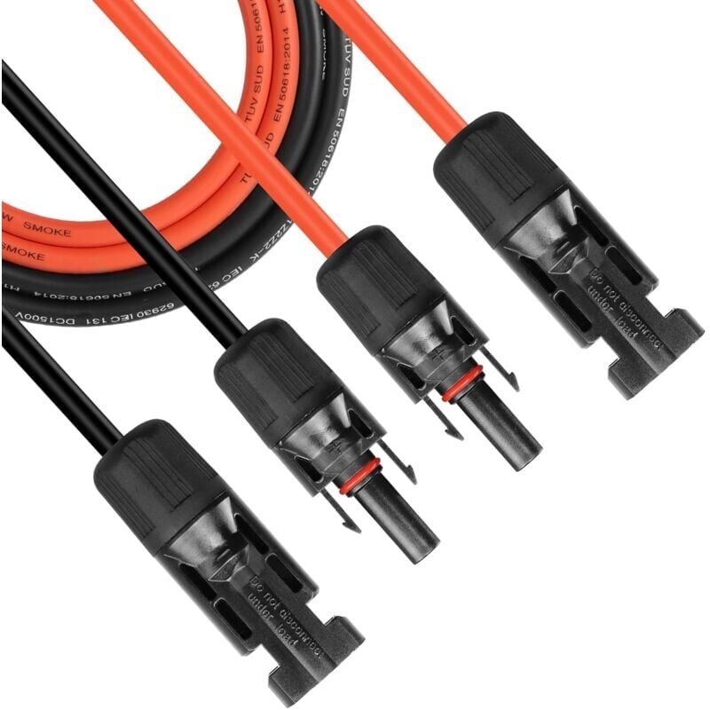 foto del prodotto cavi di prolunga 3m 2x6mm 10awg per pannello solare fotovoltaico con ip65 impermeabile con connettori femmina e maschio sul cavo di collegamento