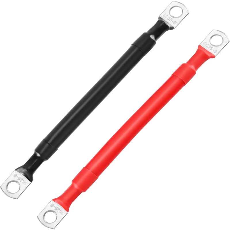 foto del prodotto cavi inverter batteria 2 pezzi 15 cm cavo batteria auto 33 mm 2 awg 12 v con terminali ad anello filo di rame per auto camion moto rv marina solare
