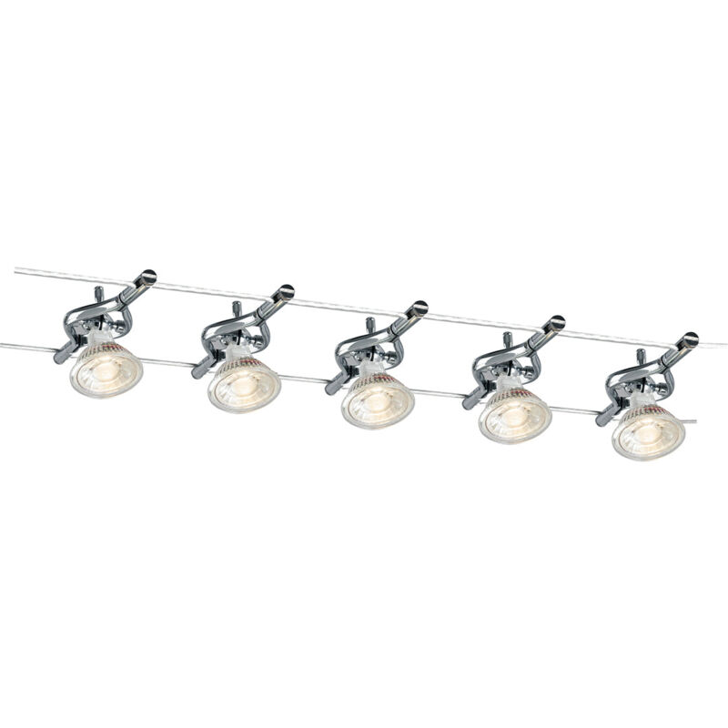 foto del prodotto cavi metro cromo cinque lampadine mr16 cromo
