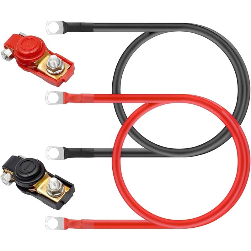 foto del prodotto cavi per batteria auto 2p 16mm 100cm, cavo batteria 12v 5awg con terminali ad anello m10 e 2 terminali batteria cavo di alimentazione in rame rosso