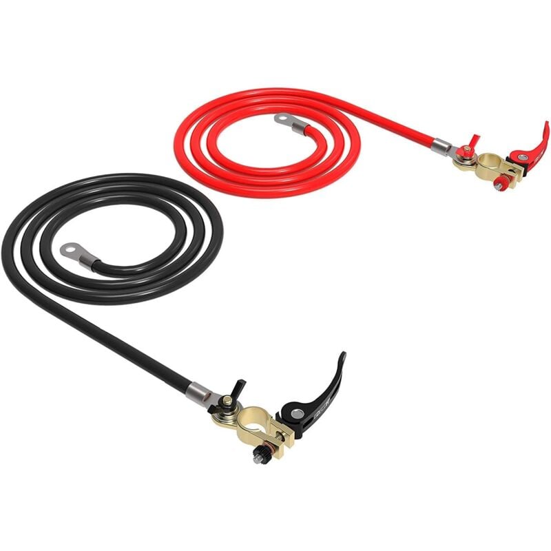 foto del prodotto cavi per batteria da 25 mm2 cavo per batteria da 1,5 m 2 cavi in rame puro positivo e negativo da 25 mm2 e terminali per batteria connettori per