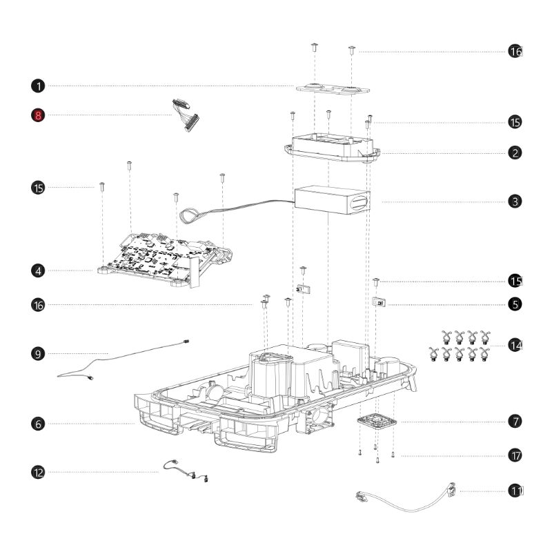 foto del prodotto cavi scheda trazione i108e originale bluebird robot tagliaerba ab12.02.00.0164