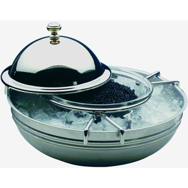 foto del prodotto caviar cooler, 4 pezzi, caviale cooler, caviale, caviale ciotola, buffet cooler 18 cm, altezza 12 cm, 18 8 acciaio inox lucido, ciotola in vetro 