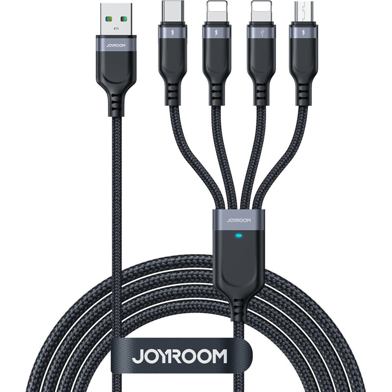 foto del prodotto cavo 4 in 1 usb-a - usb-c 2x iphone lightning microusb 1,2 m nero